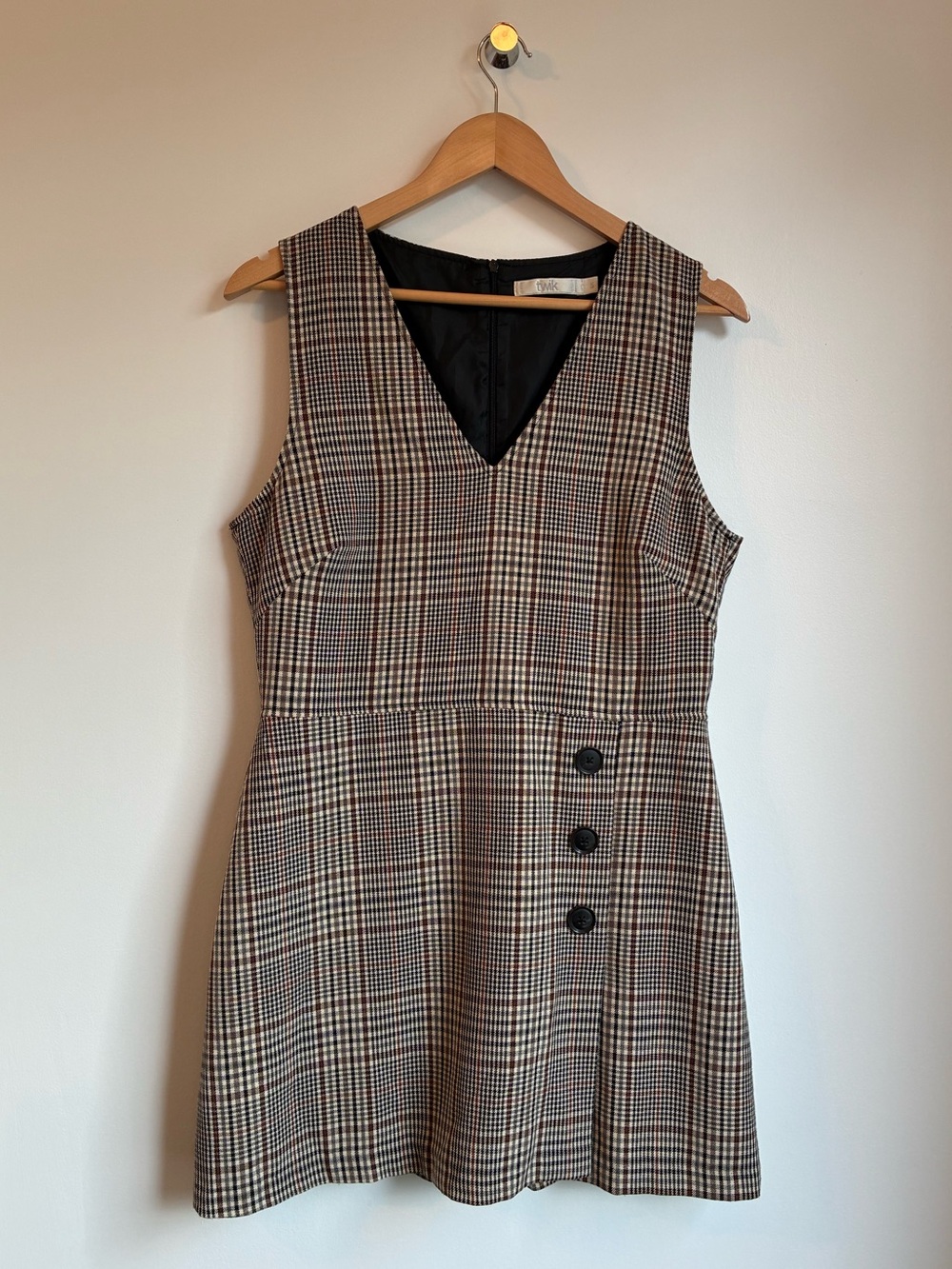 SIMONS twik Plaid V-Neck Sleeveless Skort Mini Dress L